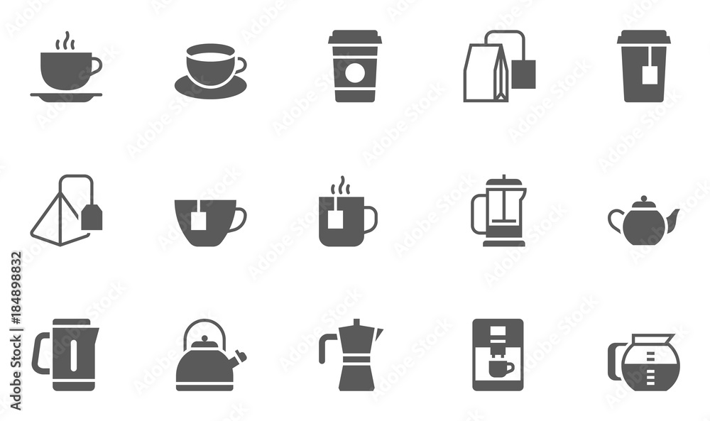 Coffee and Tea Vector Icons Set. Coffee and Tea Vector Icons Set.