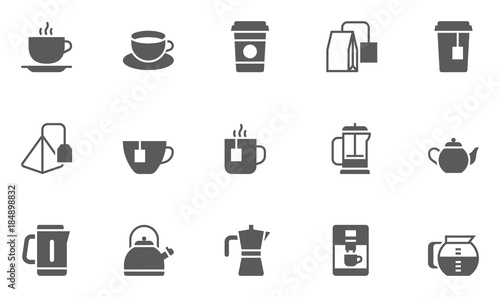 Obraz na plátne Coffee and Tea Vector Icons Set.