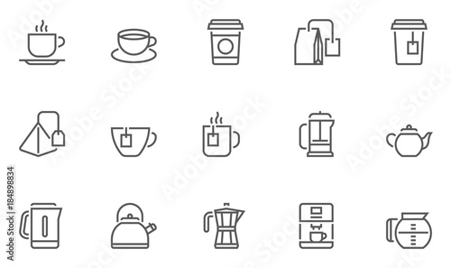 Coffee and Tea Vector Line Icons Set.