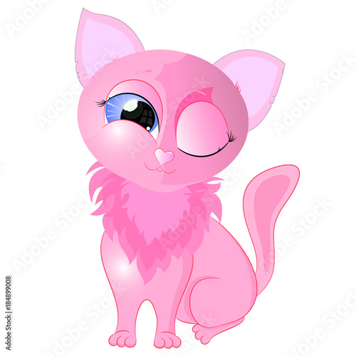  pink little cat vector 