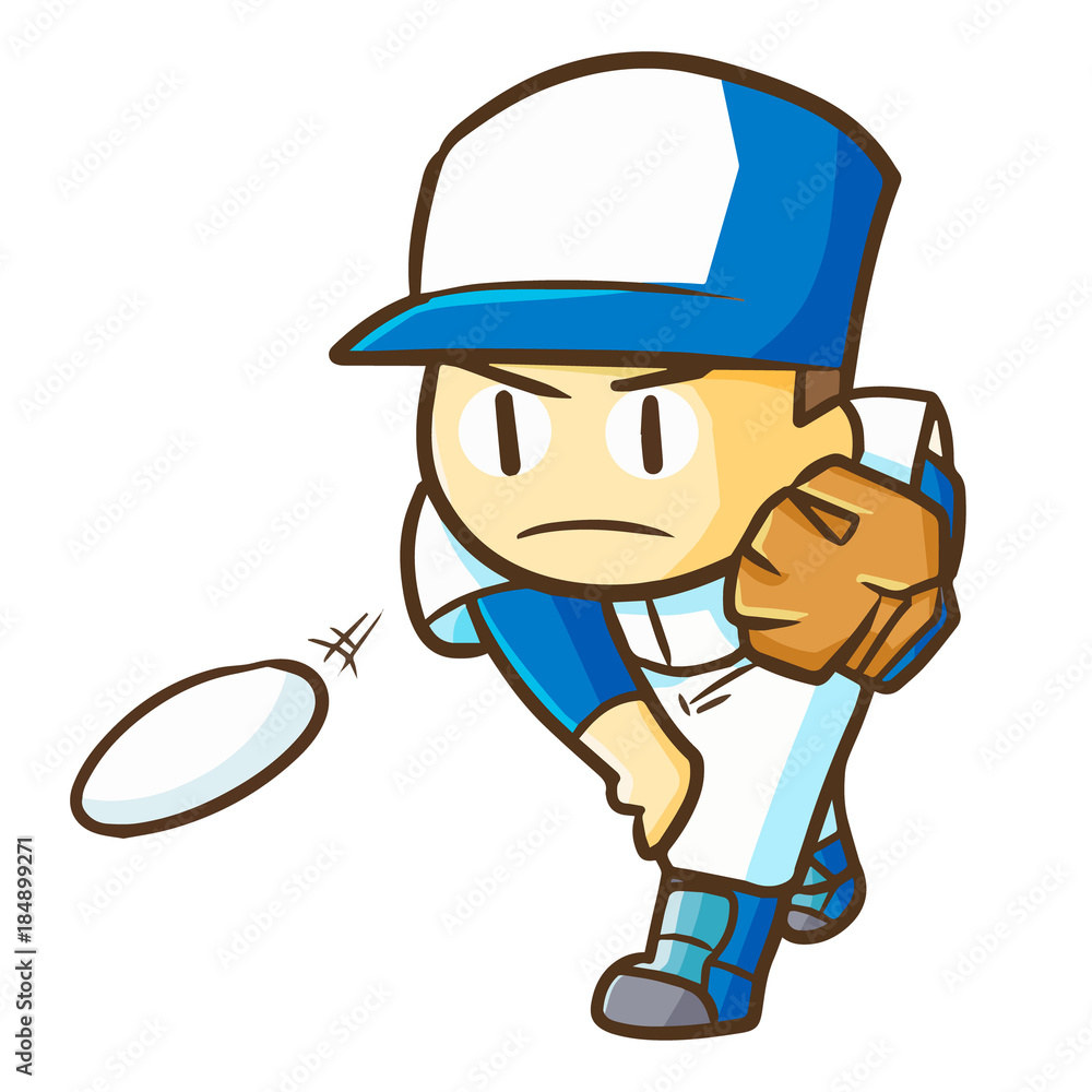 Funny and cute serious baseball player throwing the ball - vector. Funny and cute serious baseball player throwing the ball - vector.