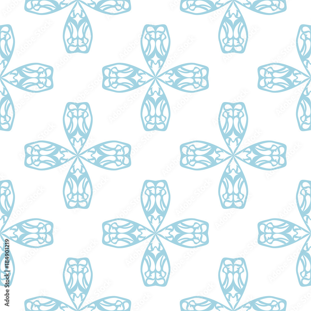 Blue floral seamless pattern on white background Blue floral seamless pattern on white background