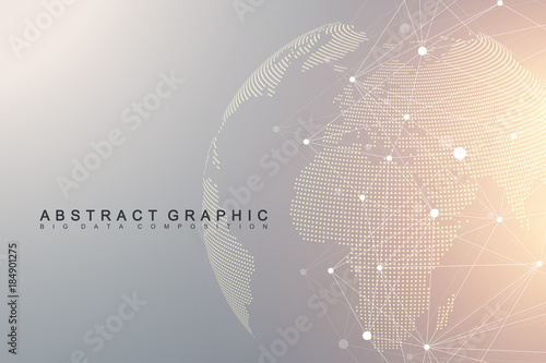 Virtual Graphic Background Communication with World Globe. A sense of science and technology. Digital data visualization. Vector illustration #184901275