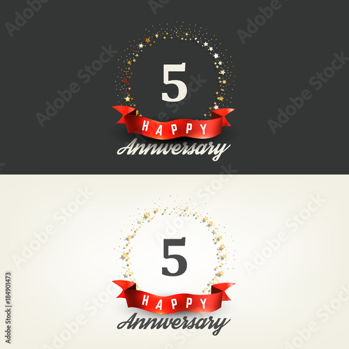 5 years Happy Anniversary banners. Vector illustration