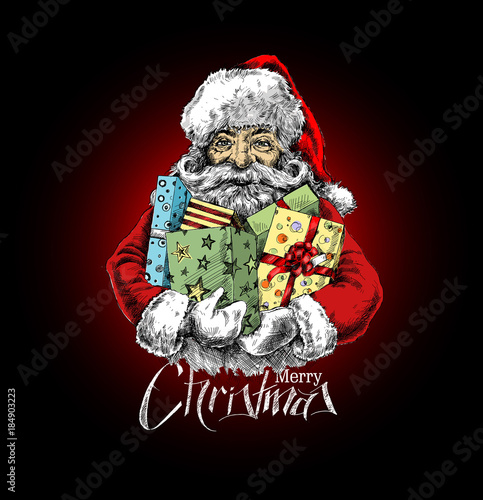 Christmas tree sketch on white background, vector illustration.