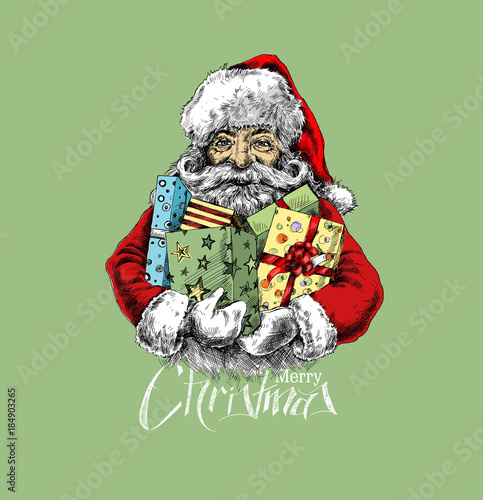 Christmas tree sketch on white background, vector illustration.