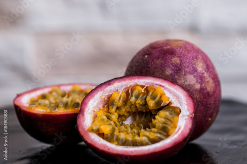 fruit passion fruit on a light background