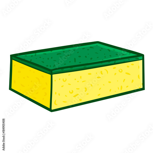 Funny and cute dark green yellow sponge - vector.