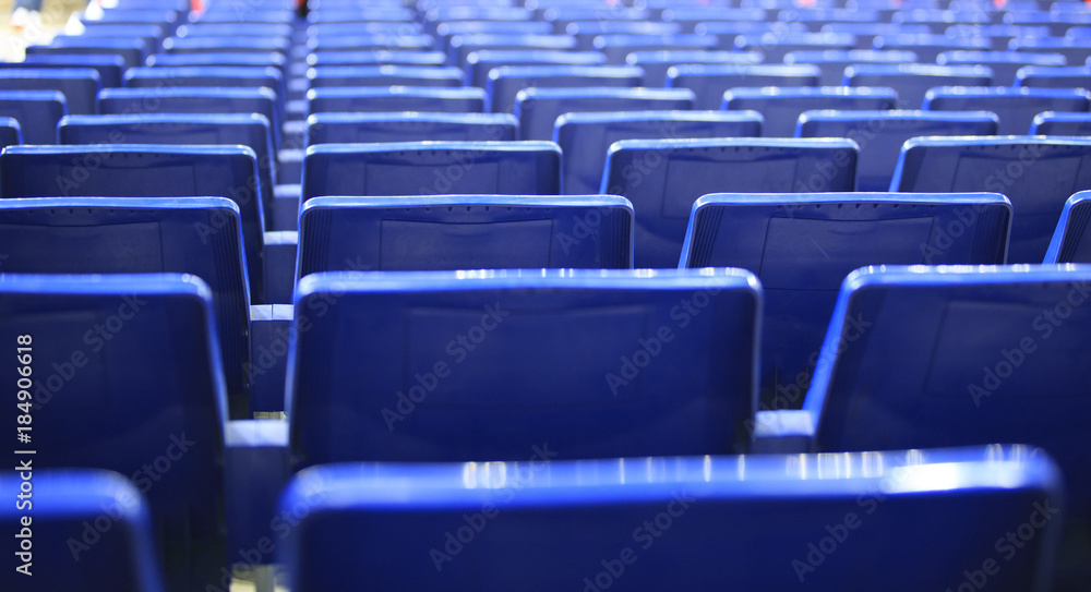 Blue seats in a spanish stadium