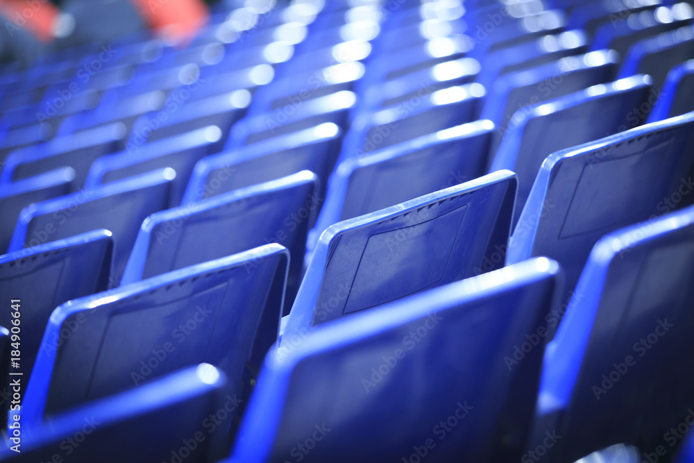 Blue seats in a spanish stadium Blue seats in a spanish stadium