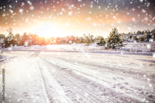 winter road background space  © magdal3na