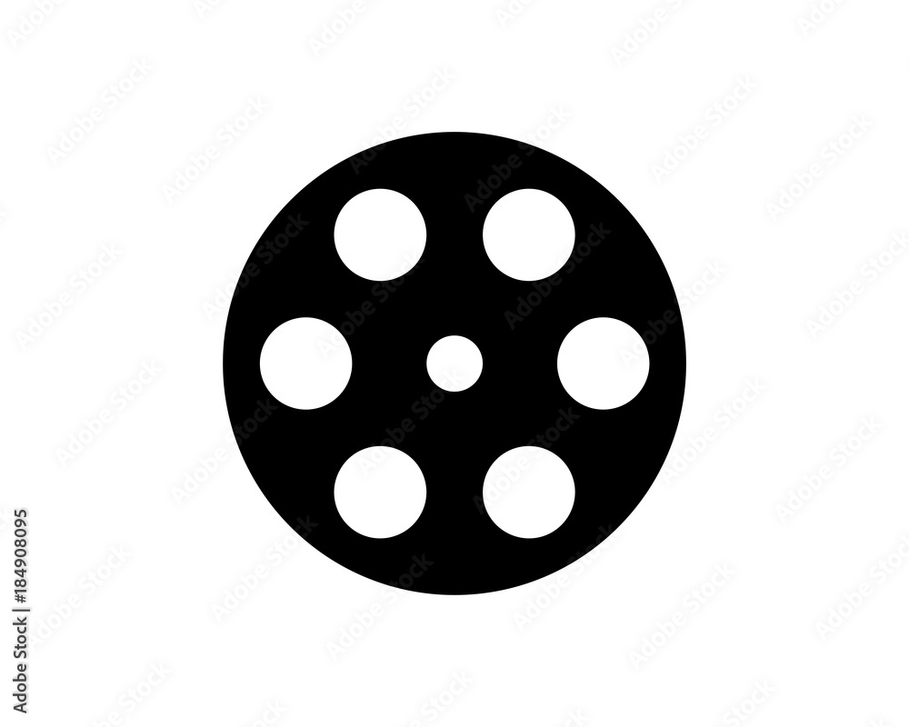 Simple Black Cassette Roll Film Illustration Symbol Vector
