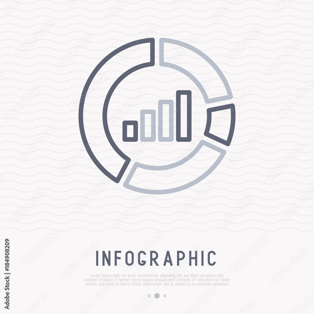 Circle diagram thin line icon for business analytics. Modern vector illustration of infographic template. Circle diagram thin line icon for business analytics. Modern vector illustration of infographic template.
