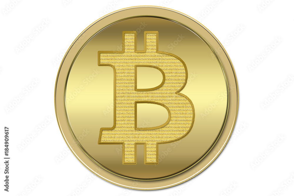 Bitcoin dorado sobre fondo blanco. Bitcoin dorado sobre fondo blanco.