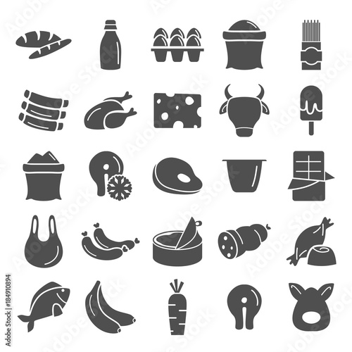 Food market products simple icons set
