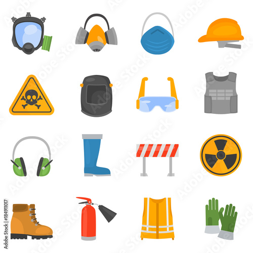 Safety work color flat icons set for web and mobile design photo