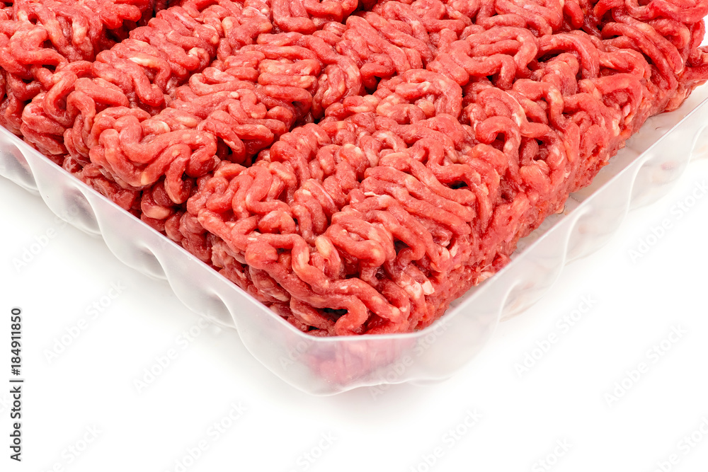 Ground uncooked meat isolated on white Ground uncooked meat isolated on white
