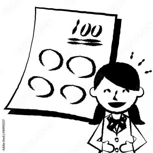 学生　テスト　100点　女子　大笑い