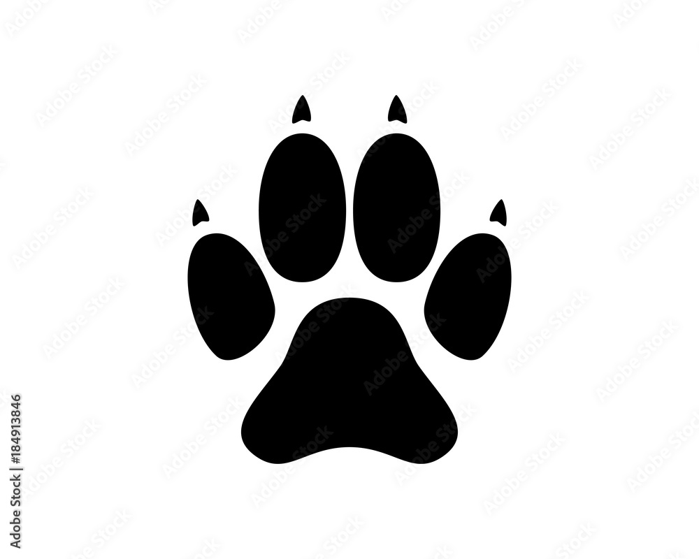 Fototapeta premium Simple Black Dog Footprints Symbol Vector