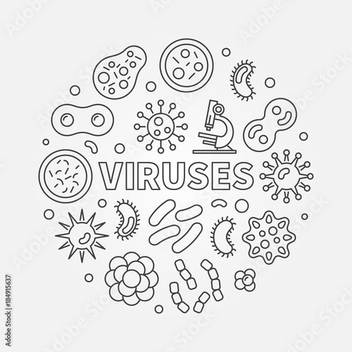 Viruses vector round illustration made with virus and bacteria i