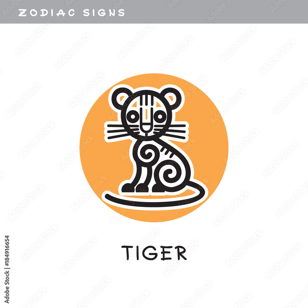 Tiger - vector icon. Logo, zodiac sign, symbol of Chinese astrological calendar. Tiger - vector icon. Logo, zodiac sign, symbol of Chinese astrological calendar.