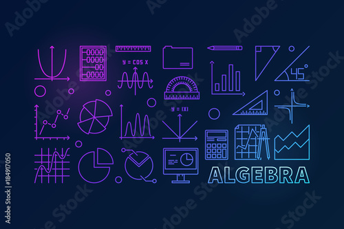 Algebra vector colorful outline illustration