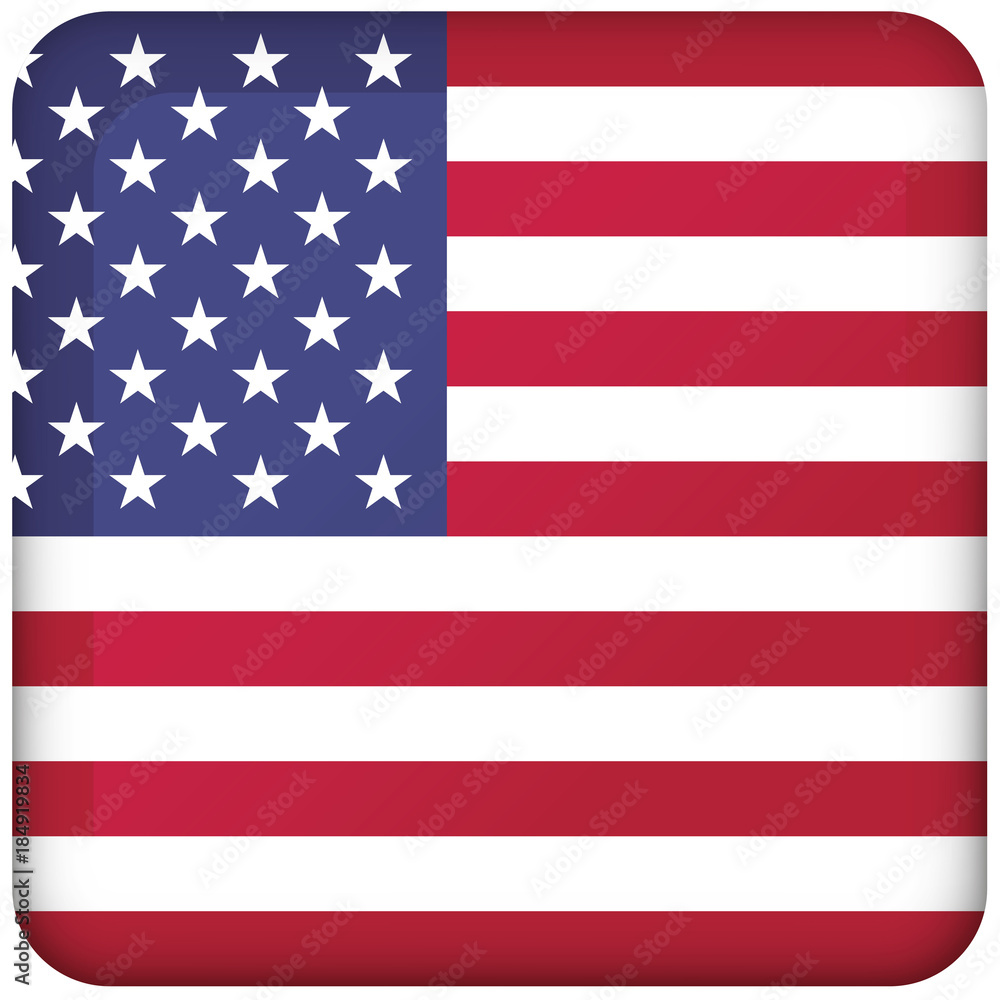 Naklejka premium Icon representing square button of the USA flag. Ideal for catalogs of institutional materials and geography