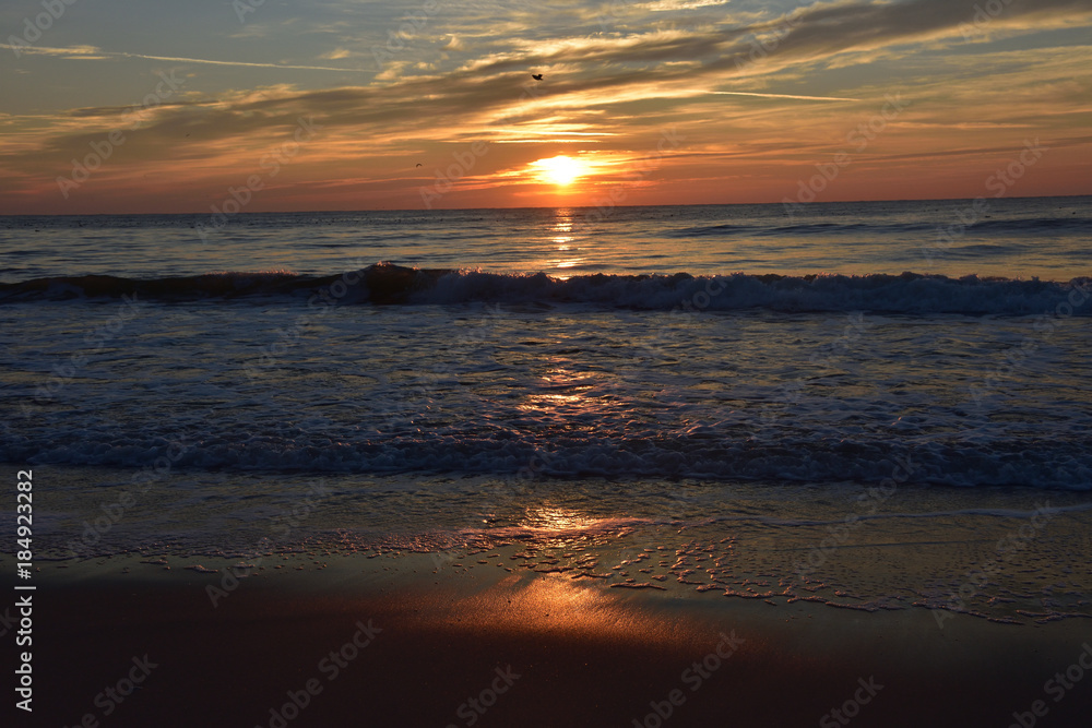 Sunrise on the coast of South Carolina in Myrtle Beach in December