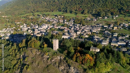 Aerial 4K - Teglio - Valtellina (IT) - Vista panoramica della torre photo