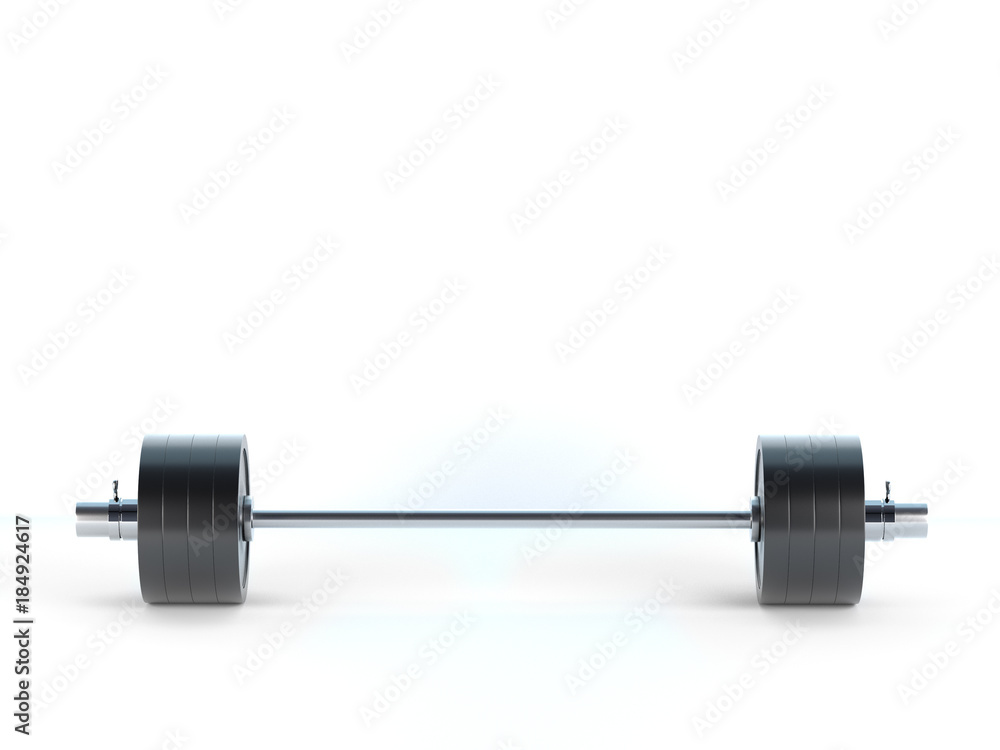 3d rendering of barbell on white background 3d rendering of barbell on white background
