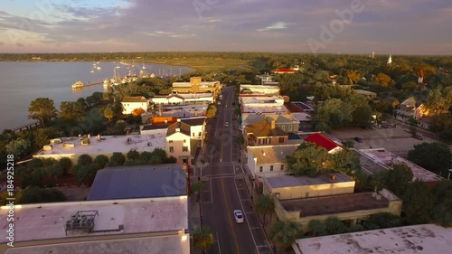 4k Expansive Aerial of Quaint Coastal Town Beaufort South Carolina Stock footage video 