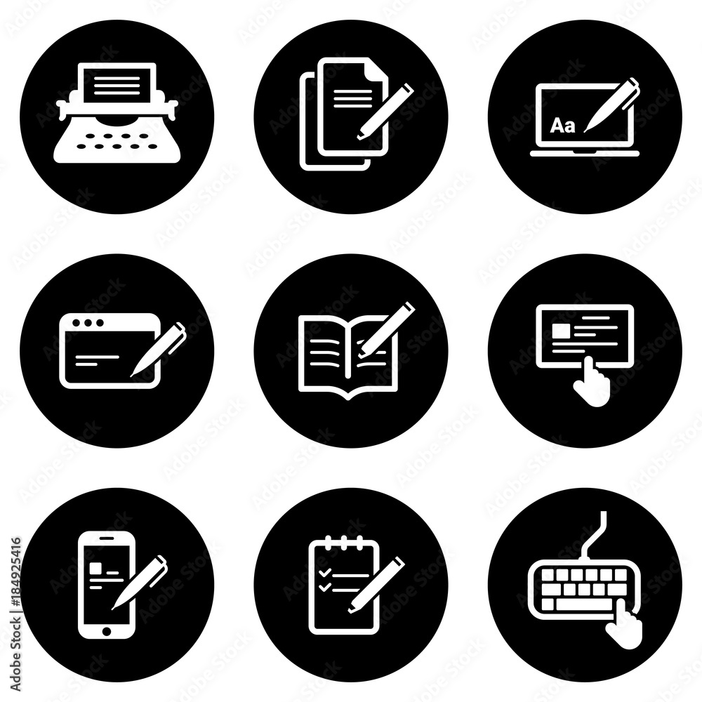 Set of simple icons on a theme Copywriting, vector, design, collection, flat, sign, symbol,element, object, illustration, isolated. White background Set of simple icons on a theme Copywriting, vector, design, collection, flat, sign, symbol,element, object, illustration, isolated. White background
