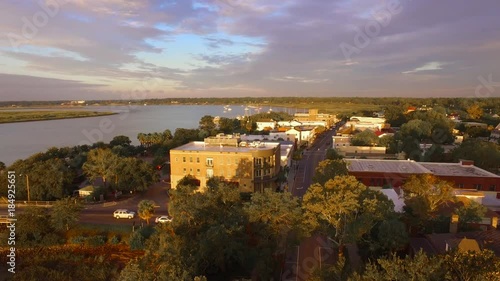 4k Expansive Aerial of Quaint Coastal Town Beaufort South Carolina Stock footage video 