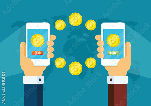 Bitcoin transaction and trading concept