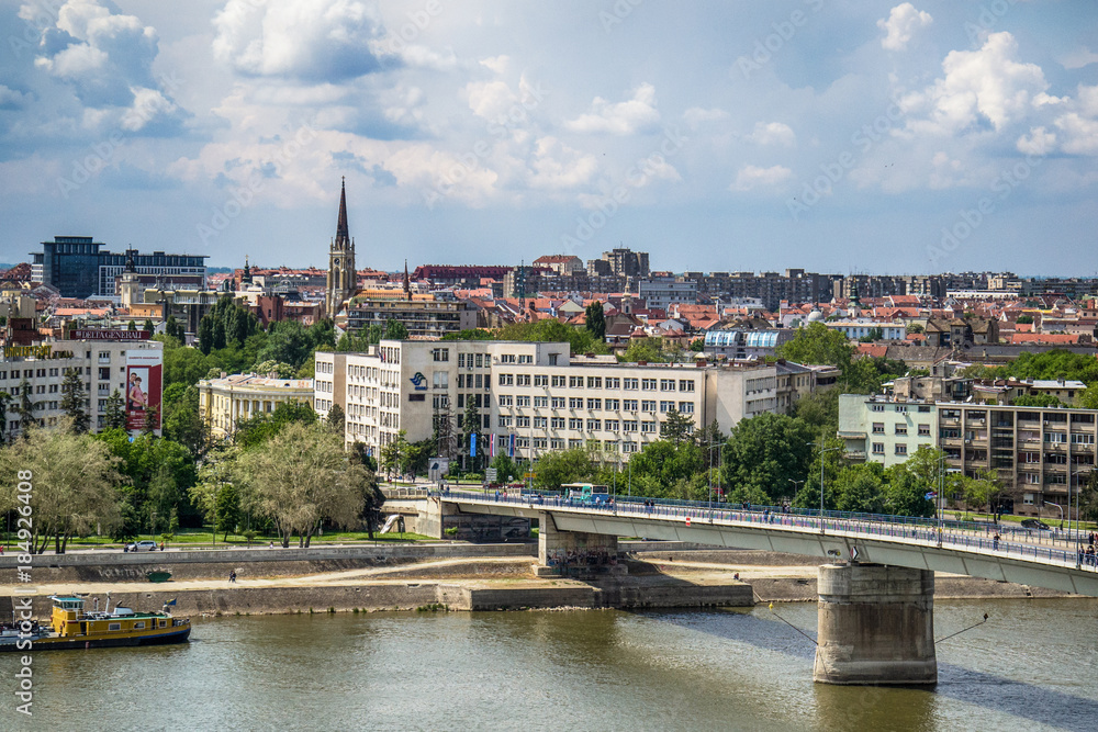 Novi Sad, Serbia May 01, 2014: Panorama of Novi Sad photographed from the Petrovaradin fortress