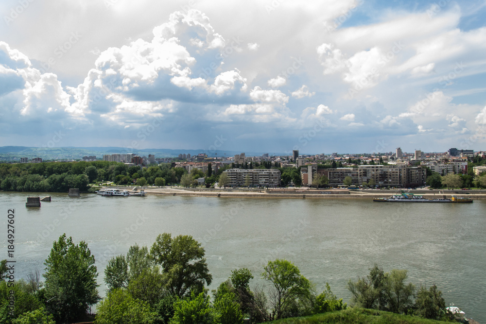 Novi Sad, Serbia May 01, 2014: Panorama of Novi Sad photographed from the Petrovaradin fortress