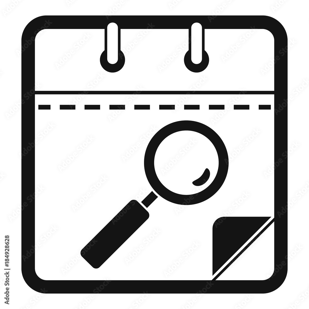 Calendar search icon. Simple illustration of calendar search vector icon for web Calendar search icon. Simple illustration of calendar search vector icon for web