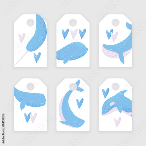 Vector tag with blue whale