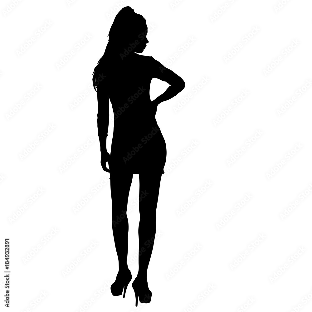 Black silhouette of a beautiful girl on a white background Black silhouette of a beautiful girl on a white background