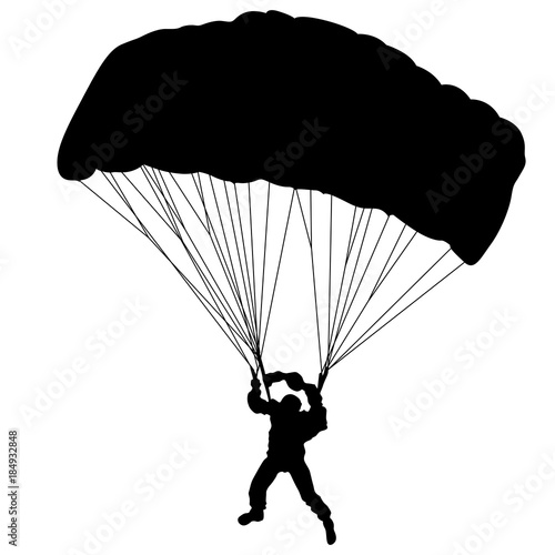 Skydiver, silhouettes parachuting vector illustration.