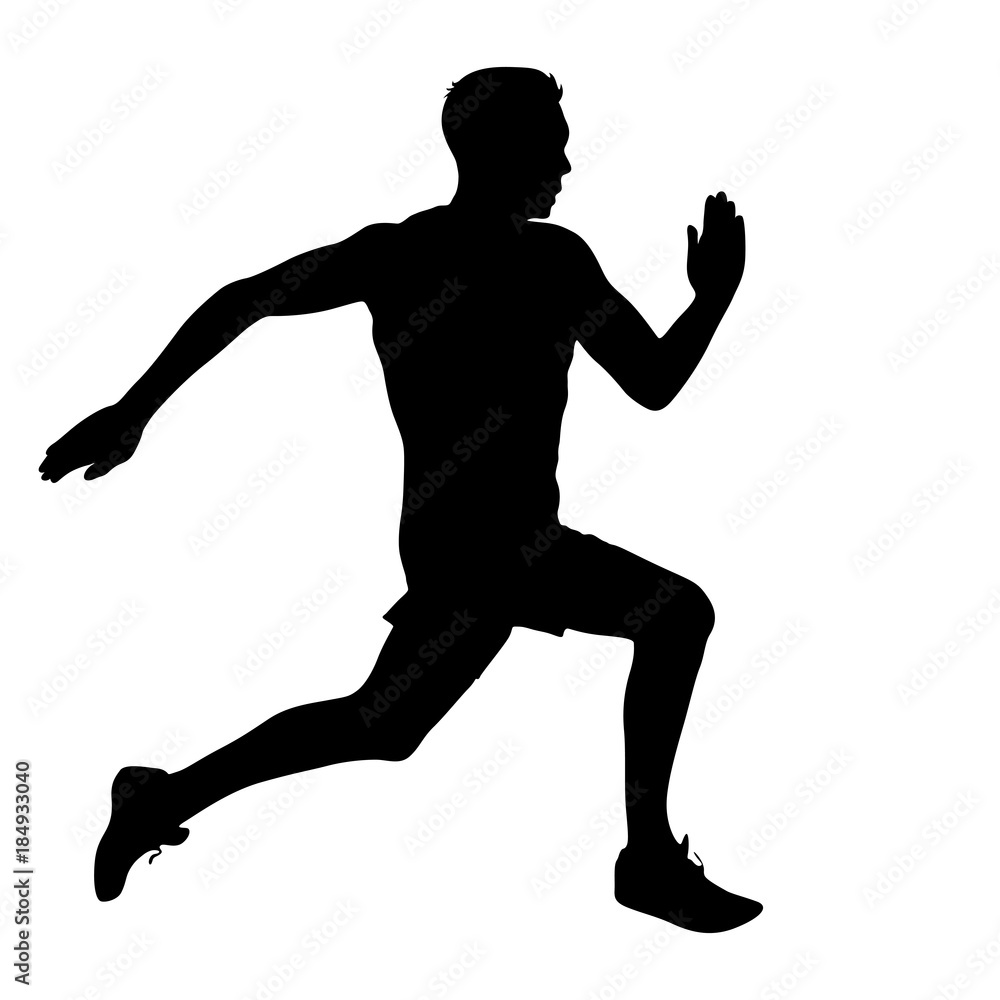 Black Silhouettes Runners sprint men on white background Black Silhouettes Runners sprint men on white background