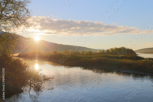 Midnight sun in Swedish Lapland