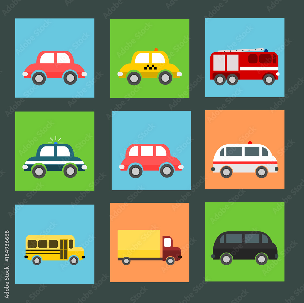 Collection of flat transport icons Collection of flat transport icons