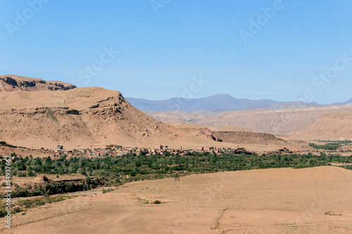 landscape of dades valley with blue sky in Morocco 