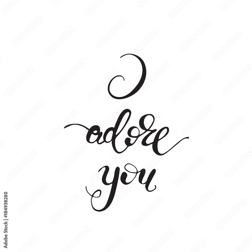 Llettering I adore you. Vector illustration. Llettering I adore you. Vector illustration.