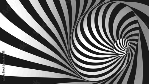Photo Vector optical illusion black and white twisted stripes abstract background