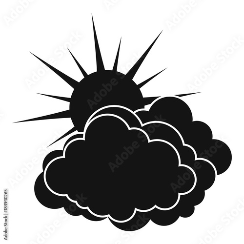 Blue cloudy sun icon. Simple illustration of blue cloudy sun vector icon for web