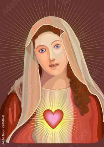 Virgin Mary with the symbol of her Immaculate Heart-a stylized portrait