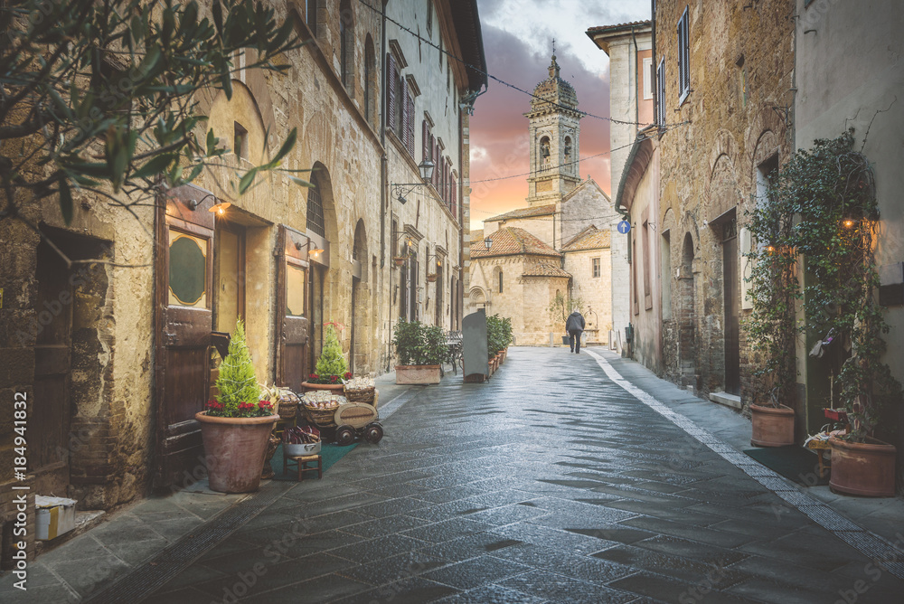 Absolutely beautiful town in southern Tuscany, somewhere in the Val d'Orcia, San Quirico d'Orcia, Italy.