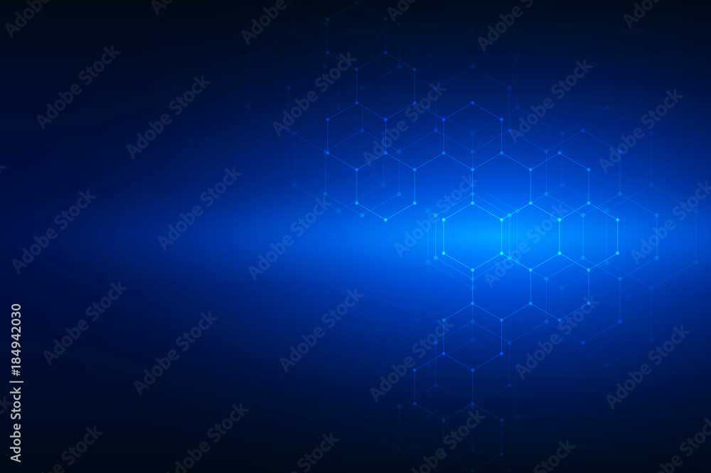 Abstract hexagonal background. Medical, scientific or technological concept. Geometric polygonal graphics. Illustration. Abstract hexagonal background. Medical, scientific or technological concept. Geometric polygonal graphics. Illustration.